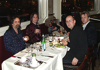 The boys enjoying a fine meal at La Terrase, Zrich