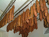Hangin meat in the back room
