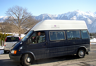 Charlie Morris Band in their old folks' van