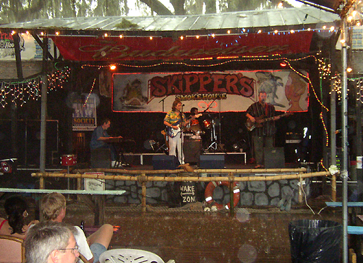 Charlie Morris Band on stage at Skippers Smokehouse, Tampa, 2007, in the rain!