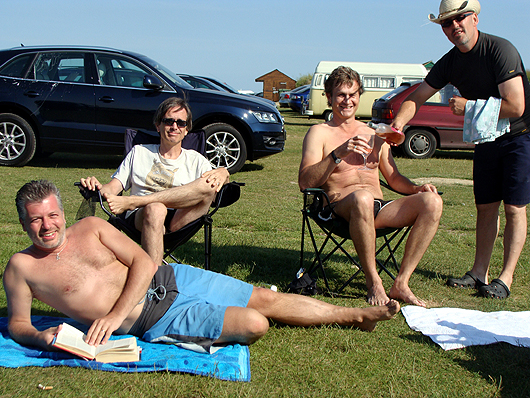 the Charlie Morris Band enjoying a day out at the English seaside