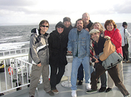 With the Spikedrivers on the ferry back from the Orkney Blues Festival